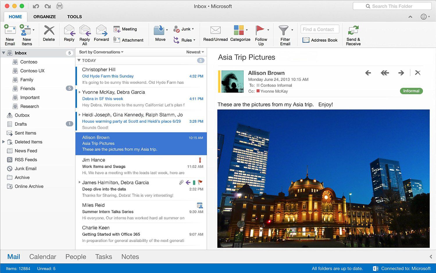 outlook for mac move to the previous message